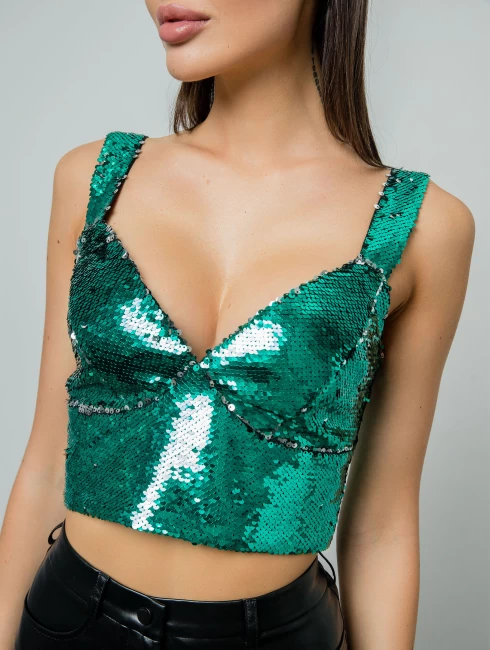 Топ "Анжелика" в пайетки на шнуровке 
