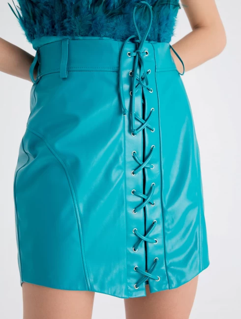 Юбка кожаная на шнуровке 