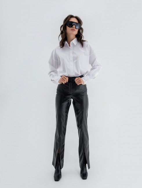 Брюки кожаные с разрезами  Брюки кожаные с разрезами