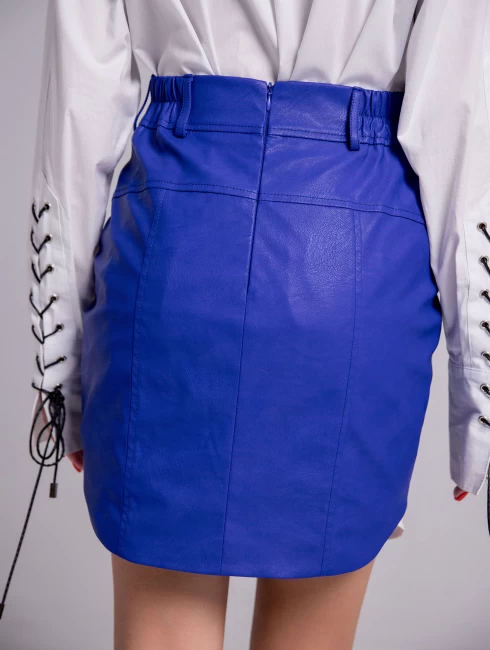 Юбка кожаная на шнуровке 