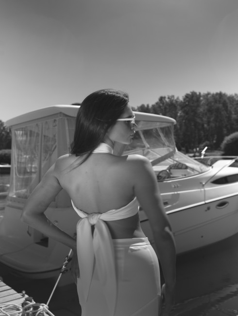 Топ-бандо атласный айвори