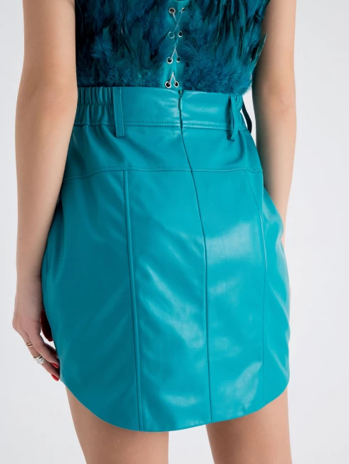 Юбка кожаная на шнуровке 