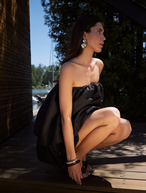  Юбка тюльпан черная