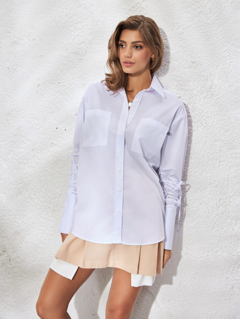 Рубашка на манжетах с завязками на рукаве