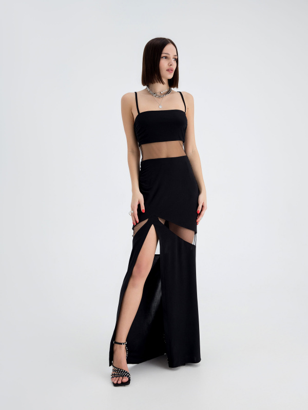 Платье с прозрачными вставками